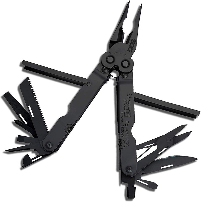 SOG PowerLock Multi-Tool with EOD Crimper, 18 Specialty Tools, Black Stainless Steel - Image 1